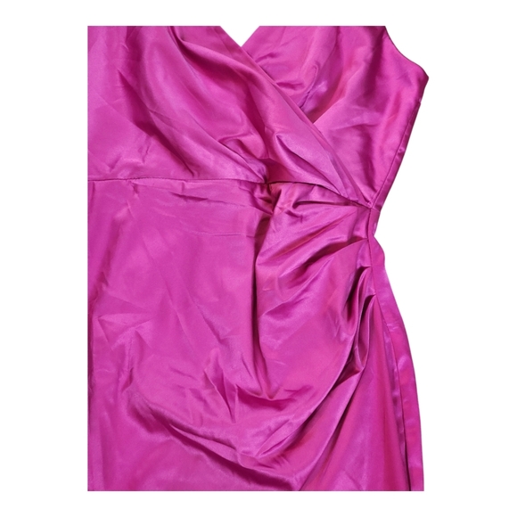 AQUA Drape Front Pink Satin Mini Dress with Adjuatable Spaghetti Straps Small - Picture 3 of 8